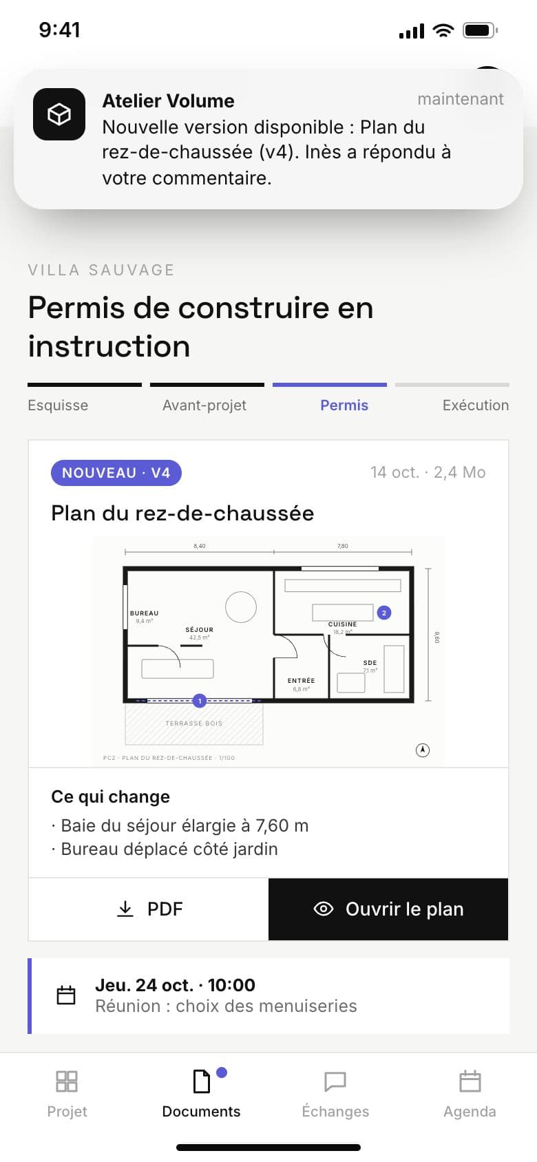 Atelier Volume sur téléphone (projet concept) : le suivi sur téléphone