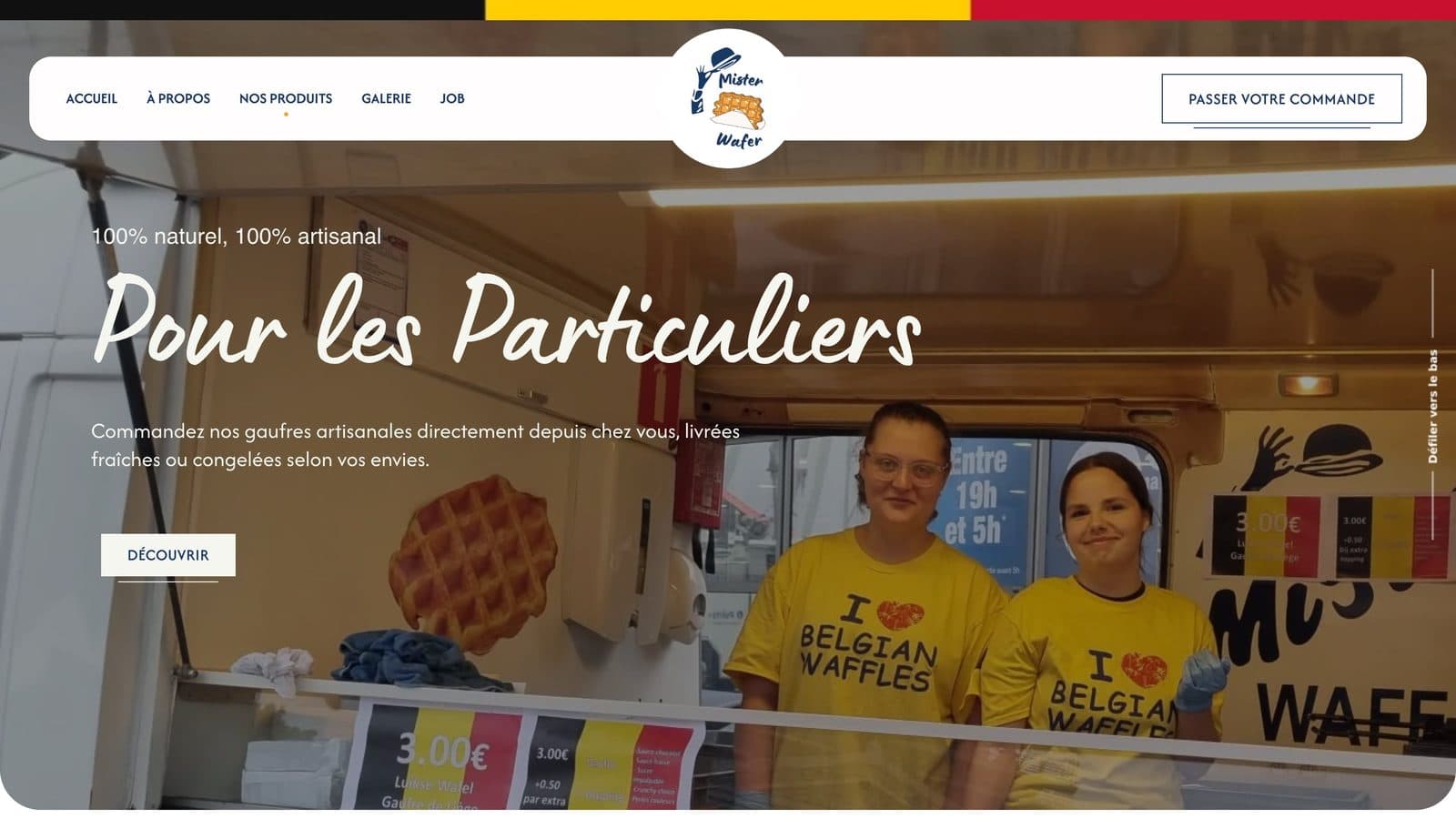 Page Pour les particuliers du site Mister Wafer