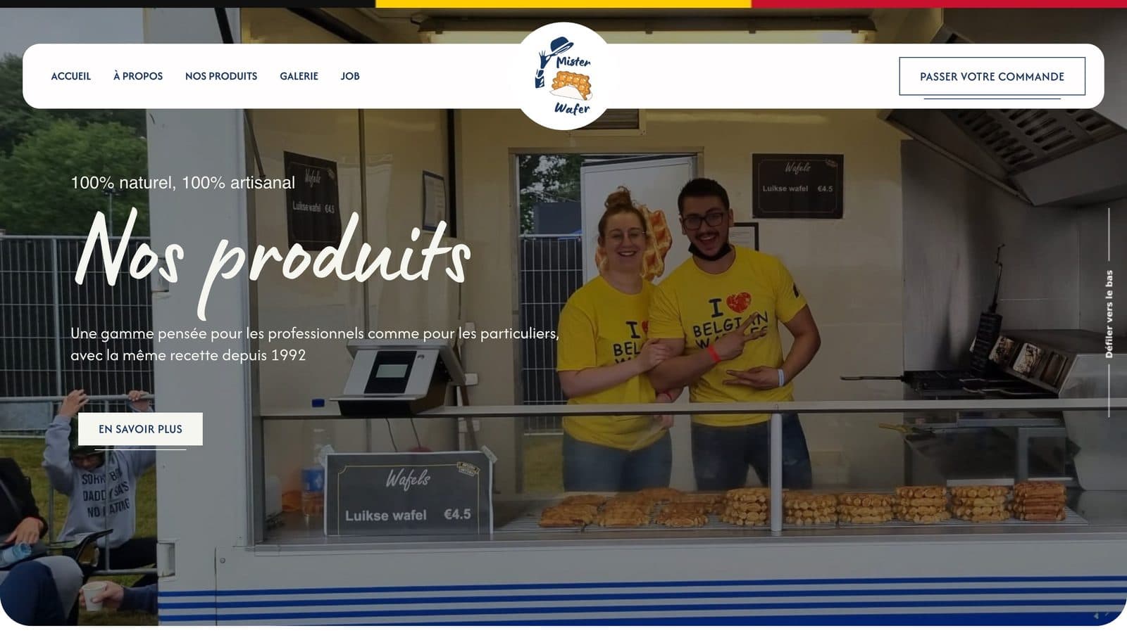 Page Nos produits du site Mister Wafer